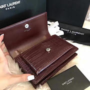 YSL Sunset Chain Wallet In Crocodile Red Wine - 17cm x 13cm x 7cm - 6