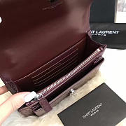 YSL Sunset Chain Wallet In Crocodile Red Wine - 17cm x 13cm x 7cm - 5