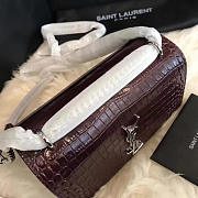 YSL Sunset Chain Wallet In Crocodile Red Wine - 17cm x 13cm x 7cm - 2