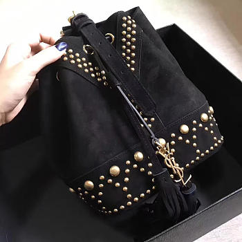 ysl  nubuck leather bucket bag black CohotBag 5139