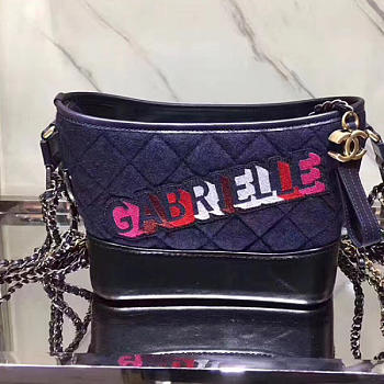 chanel's gabrielle small hobo bag navy blue & black CohotBag a91810 vs02713