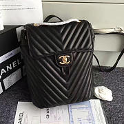 Chanel Chevron Lambskin Backpack Black Gold Hardware - 1