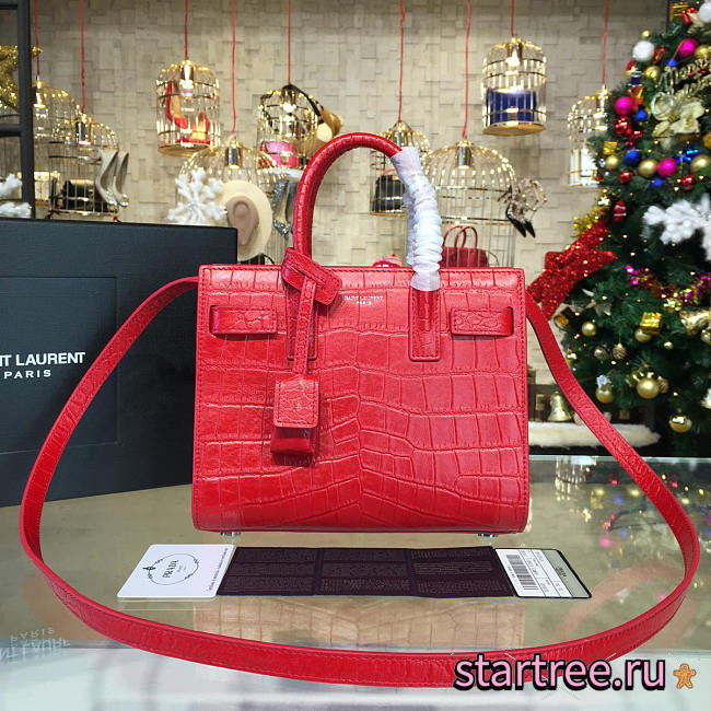 ysl sac de jour in crocodile embossed leather red CohotBag 4920 - 1