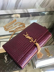 YSL Monogram Kate Gold Tassel In Embossed Crocodile Shiny Leather - 24cm x 14.5cm x 5.5cm - 4