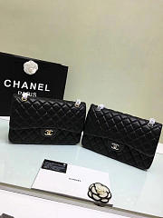 Chanel Lambskin Leather Flap Bag With Gold/Silver Hardware Black 30cm - 2