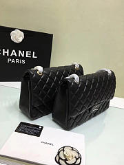 Chanel Lambskin Leather Flap Bag With Gold/Silver Hardware Black 30cm - 6
