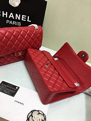 Chanel Lambskin Leather Flap Bag Gold/Silver Red 30cm - 5