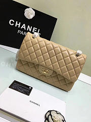 Chanel Lambskin Leather Flap Bag Gold/Silver Beige Large  30cm - 4