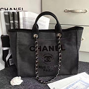 Chanel Canvas And Sequins Shopping Bag Black- A66941 - 38cm - 1