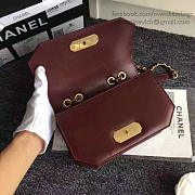 Chanel Lambskin And Calfskin Flap Bag Burgundy- A91836 - 21x12.5x7cm - 4