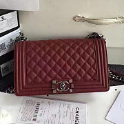 Chanel Quilted Caviar Medium Boy Bag Burgundy - 1