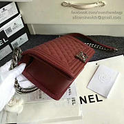 Chanel Quilted Caviar Medium Boy Bag Burgundy - 4