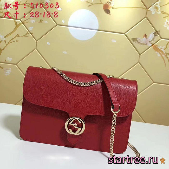 gucci gg flap shoulder bag on chain red CohotBag 510303 - 1