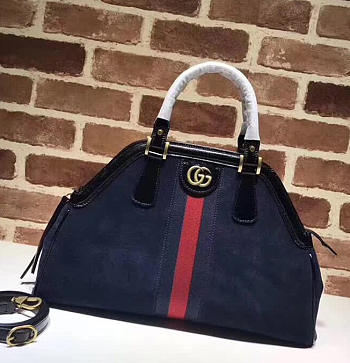 gucci re(belle) suede medium top handle bag ‎516459 navy bluee CohotBag 2018