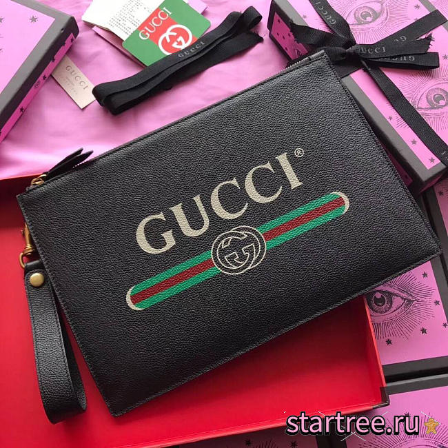 Gucci GG Leather Black Clutch Bag - 30x20x1.5cm - 1