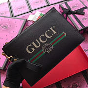 Gucci GG Leather Black Clutch Bag - 30x20x1.5cm - 4
