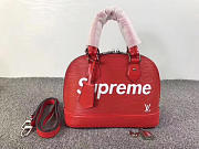 Louis Vuitton Supreme Domed Satchelv Red- M40301 - 25x19x12cm - 3