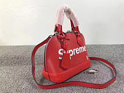 Louis Vuitton Supreme Domed Satchelv Red- M40301 - 25x19x12cm - 4