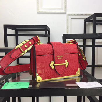 CohotBag prada red crocodile and leather cahier shoulder bag 1ba045