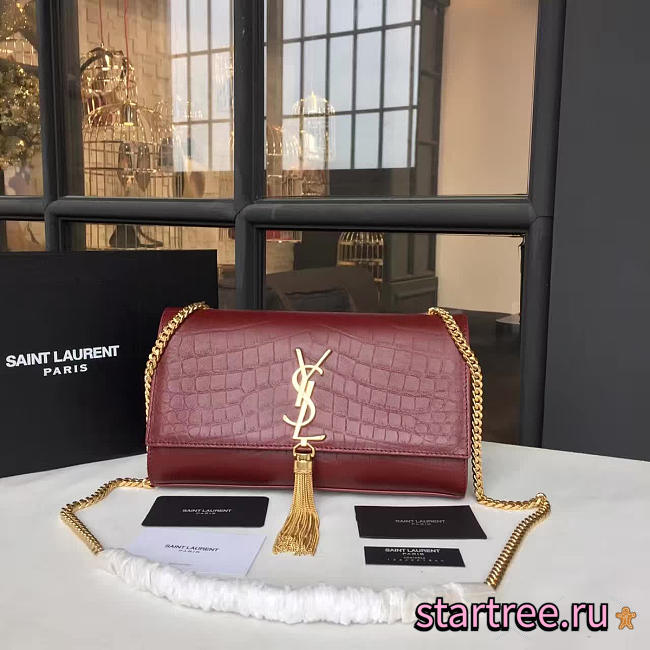 ysl monogram kate in embossed crocodile shiny leather CohotBag 4765 - 1