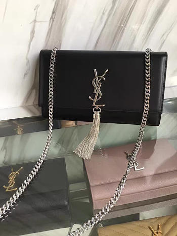 YSL Medium Kate Bag With Leather Tassel silver-  24cm x 14cm x 4.5cm