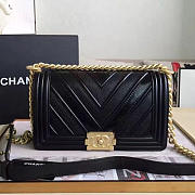Chanel Chevron Quilted Medium Boy Bag Black A67086 - 5