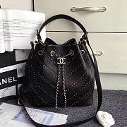 Chanel calfskin bucket bag black a93598 vs08022 - 1