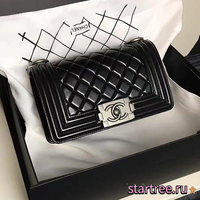 Chanel Small Caviar Quilted Lambskin Boy Bag Black A13043 - 1