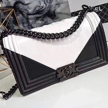 chanel medium boy bag white and black CohotBag a67086 vs04859