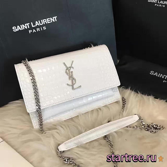 ysl sunset chain wallet in crocodile embossed shiny leather 4834 - 1
