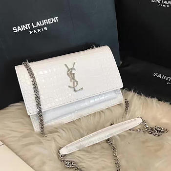 ysl sunset chain wallet in crocodile embossed shiny leather 4834