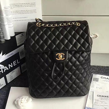 Chanel Quilted Lambskin Large Backpack Black Gold Hardware