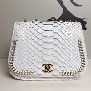 Chanel Snake Embossed Flap Shoulder Bag White- A98774 - 15.5x20x8cm - 1