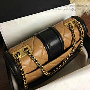 Chanel Quilted Lambskin Gold-Tone Metal Flap Bag Beige And Black- A91365 - 25.5x16x7.5cm - 2