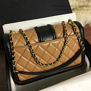 Chanel Quilted Lambskin Gold-Tone Metal Flap Bag Beige And Black- A91365 - 25.5x16x7.5cm - 3