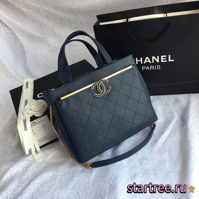 Chanel Small Shopping Bag Dark Blue A57563 - 26x21x13Cm - 1