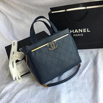Chanel Small Shopping Bag Dark Blue A57563 - 26x21x13Cm