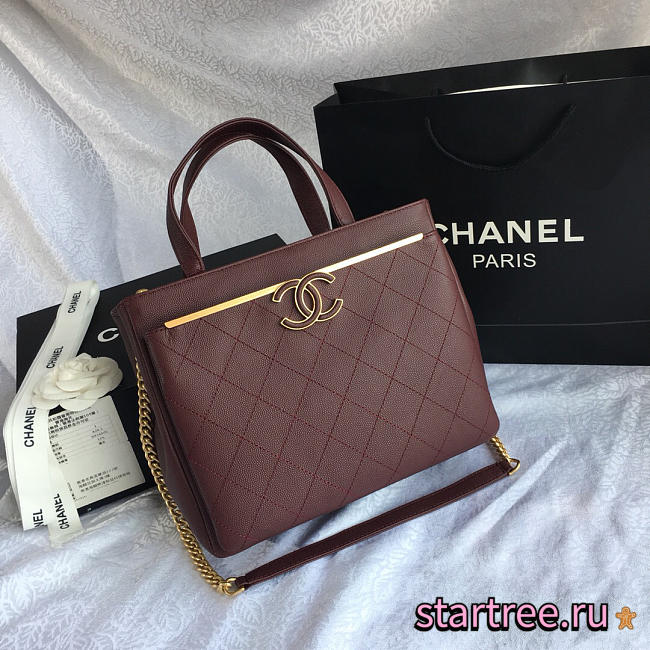 Chanel Small Shopping Bag Dark Wine Red- A57563 - 26x21x13Cm - 1