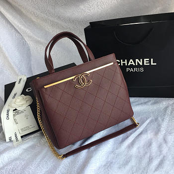 Chanel Small Shopping Bag Dark Wine Red- A57563 - 26x21x13Cm