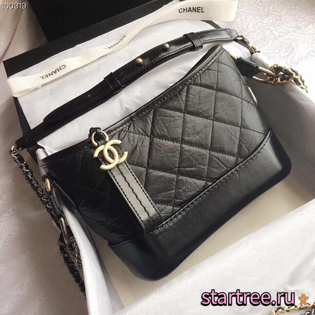 chanel's gabrielle small hobo bag black dark silver gold CohotBag - 1