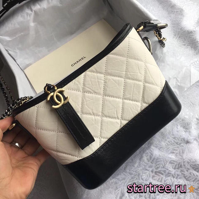 chanel's gabrielle small hobo bag white spell black CohotBag   - 1