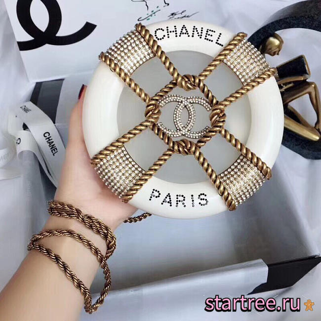 chanel round cosmetic case white CohotBag - 1