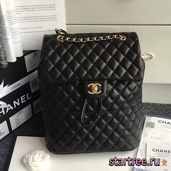 Chanel quilted lambskin backpack black gold hardware medium CohotBag - 1