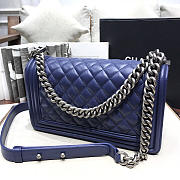 Chanel Sheepskin Classic Diamond Hot Mom Burst Dark Blue Silver Hardware A67086 - 25cm - 3