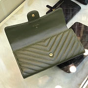 Chanel Long Imported Deer Grain Leather V-Grain Road Wallet 80758 Green - 5