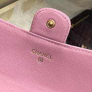  Chanel Long Imported Deer Grain Leather V-Grain Road Wallet 80758 Cherry Powder - 3