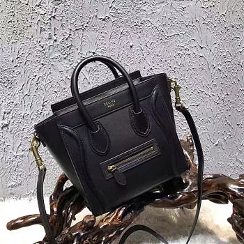 CohotBag celine nano luggage shoulder bag in black smooth calfskin 1008