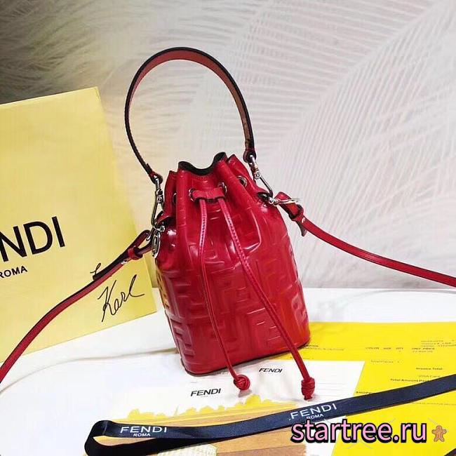  Fendi| Mon Tresor Red Leather Bag - 12x18x10cm - 1