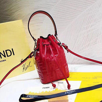  Fendi| Mon Tresor Red Leather Bag - 12x18x10cm