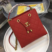 Chanel's latest drawstring bucket bag big red - 1